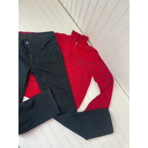 Nautica Red Stripe Mock neck Quarter Zip Pullover - Wrangler Jeans Bundle 10-12